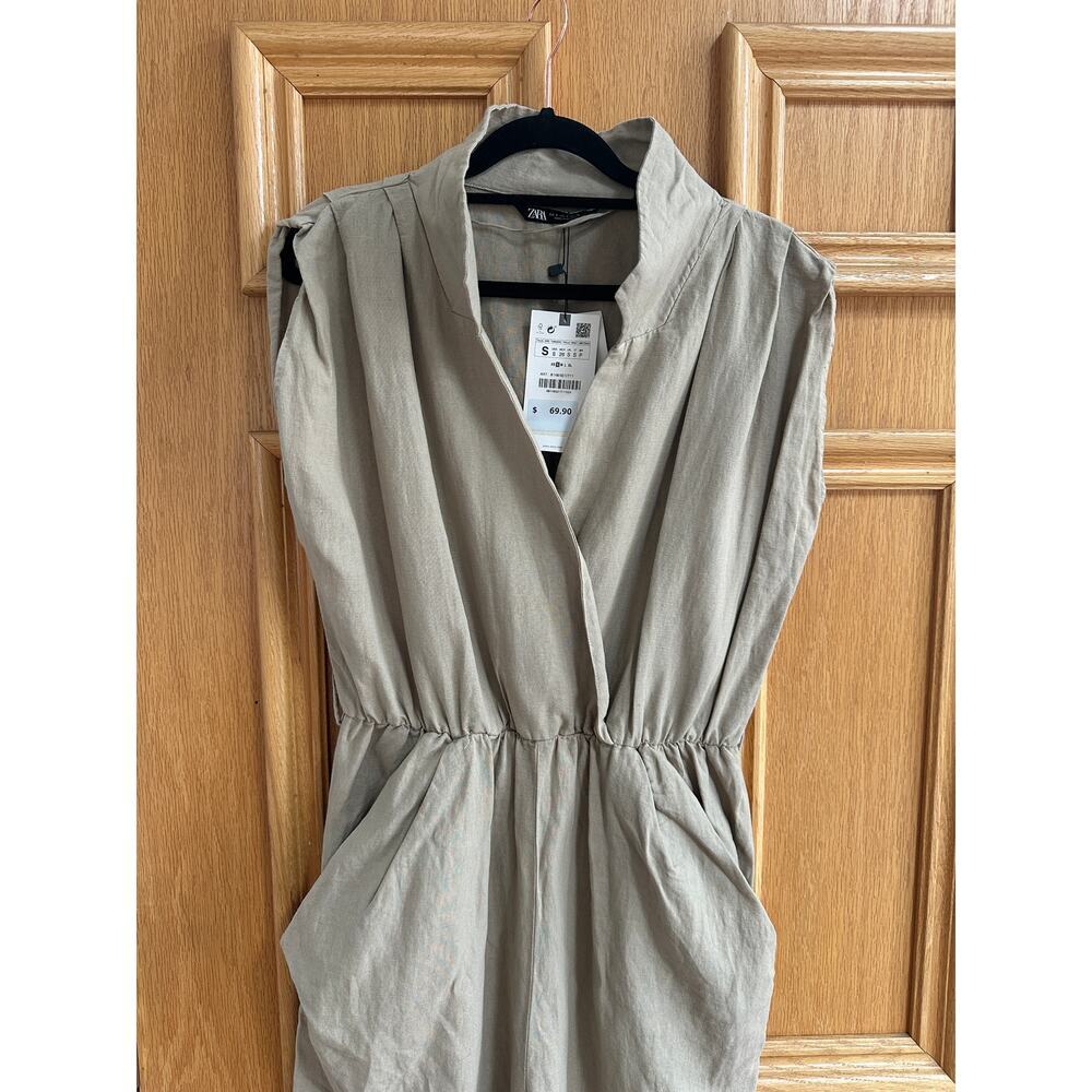 Women's Zara Linen Blend Jumpsuit - Size Small - Picture 2 of 7